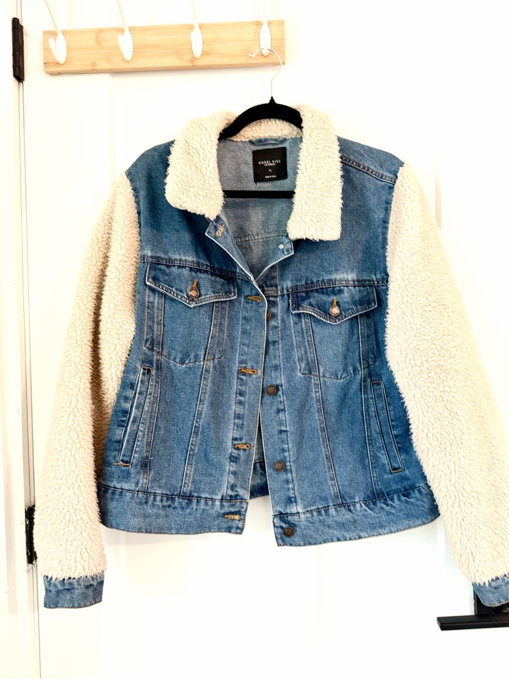 Angel kiss Sherpa Denim Jacket in Blue and Cream   Western cowboy denim xl